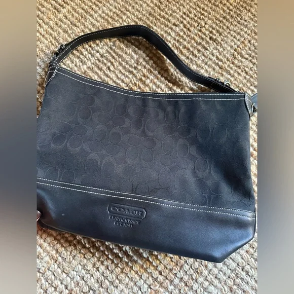 ⚜️ COACH Signature Canvas & Leather Hobo Black Excellent condition ⚜️ - Picture 5 of 16